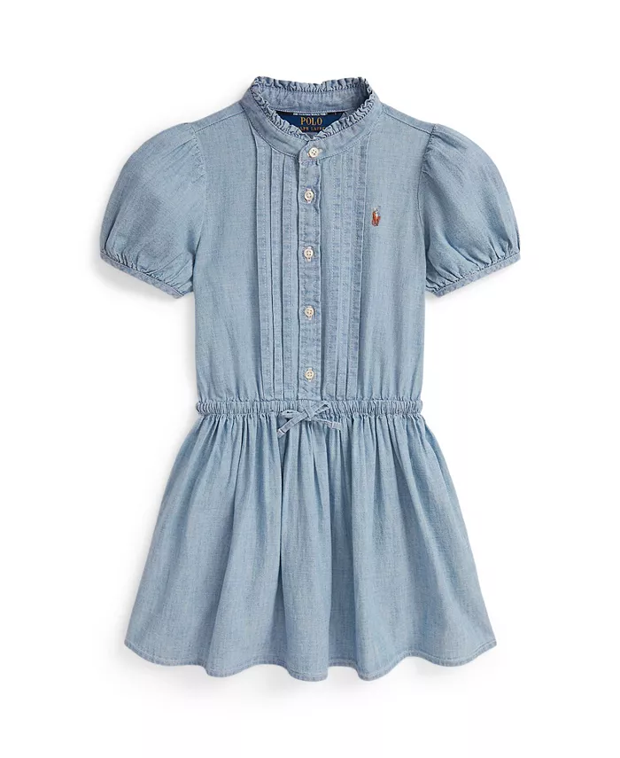 

Платье из индиго-шамбрэ для малышей и девочек Polo Ralph Lauren, синий