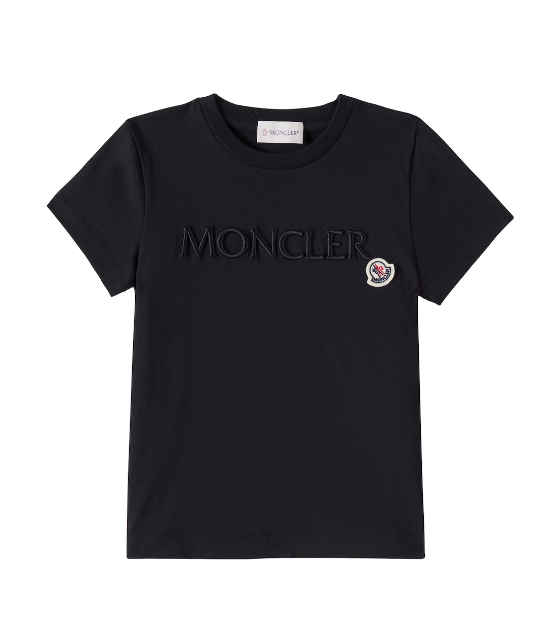 

Футболка из хлопкового джерси с вышитым логотипом Moncler Enfant, черный
