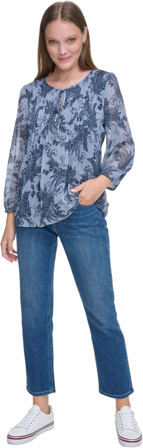 

Женская блузка в крестьянском стиле с цветочным принтом от Tommy Hilfiger, Denim Multi