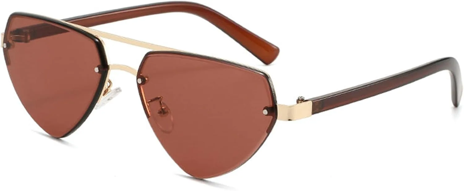 

COTIA Модные солнцезащитные очки без оправы в форме сердца для женщин и мужчин, милый стиль, очки для вечеринок, безрамочные декоративные солнцезащитные очки, Brown