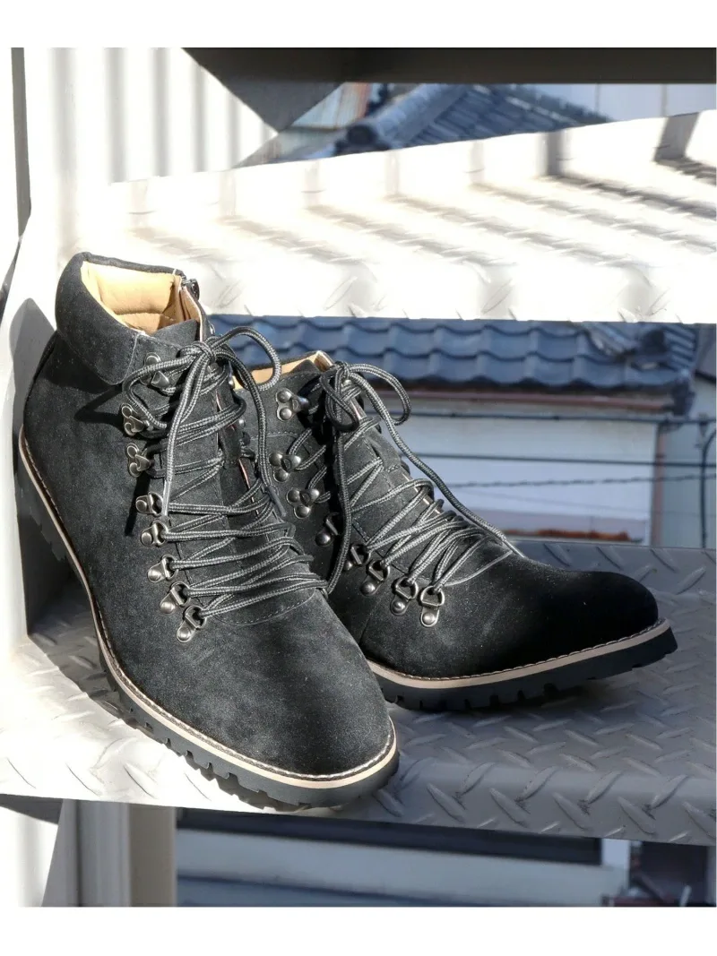Повседневные офисные высокие горные ботинки 2352 Aaa+, Black suede — фото 4