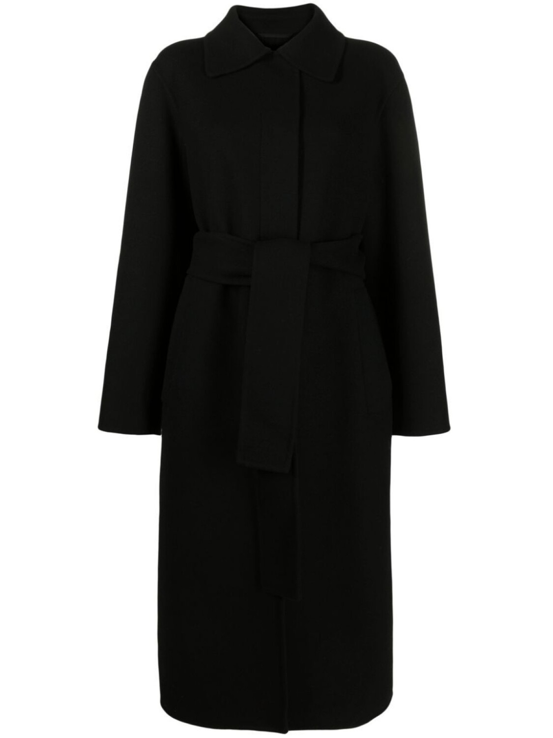 

Jil Sander пальто из необработанной шерсти с поясом, черный