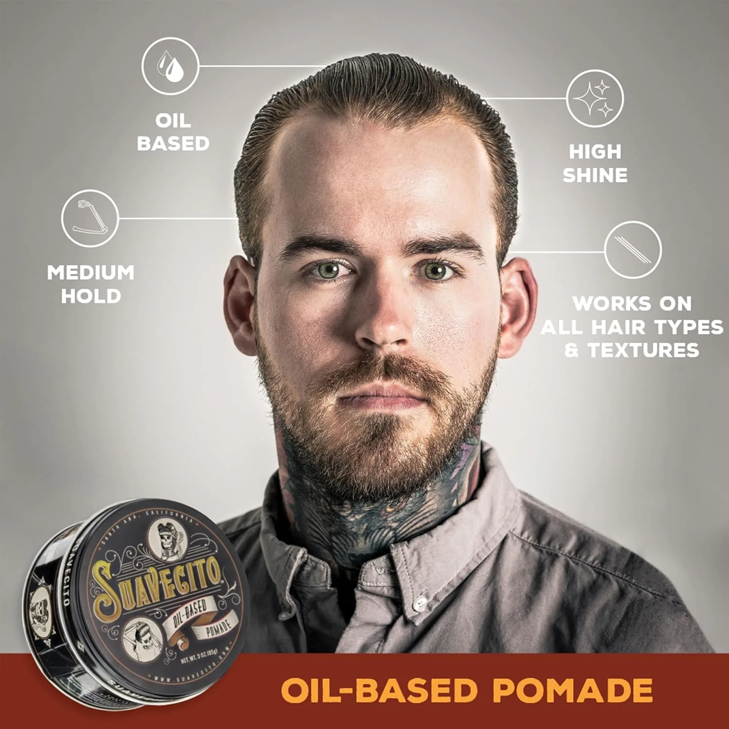 Набор Suavecito Hair & Body Essentials из 4 предметов - включает в себя помаду для укладки, увлажняющее мыло для тела, увлажняющий шампунь и питательный кондиционер. — фото 2