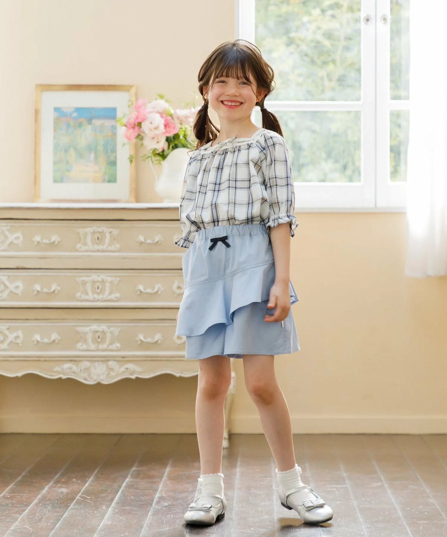 [110-140 см] Блузка в клетку Printemps Kids Suite, Beige [533] — фото 4