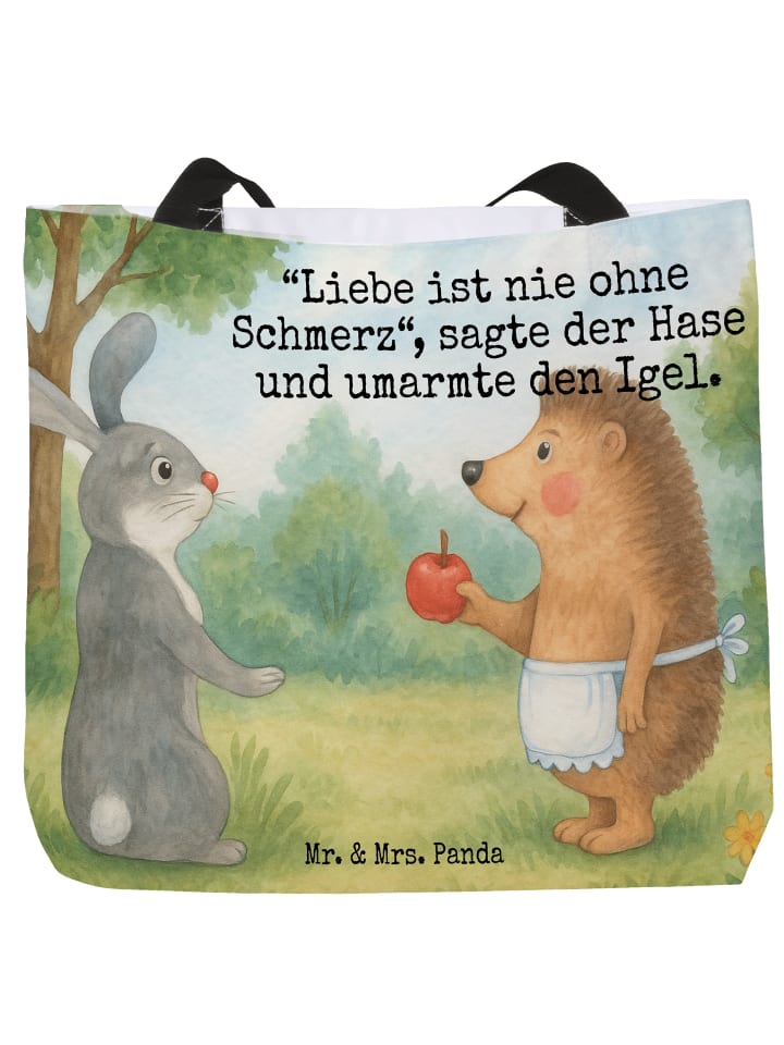 

Mr. & Mrs. Panda Сумка-шоппер с изображением кролика и ежика и надписью белого цвета