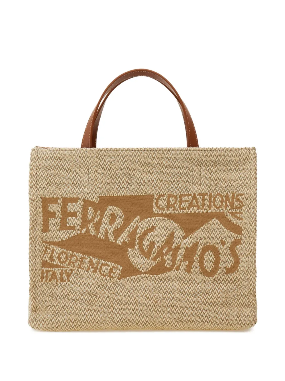 

Сумка-тоут среднего размера с вышитым логотипом Ferragamo, нейтральный