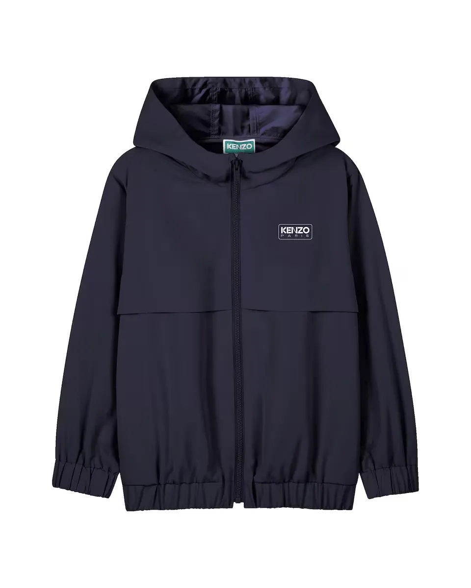 

Детская ветровка с капюшоном и застежкой-молнией Kenzo Kids, тёмно-синий