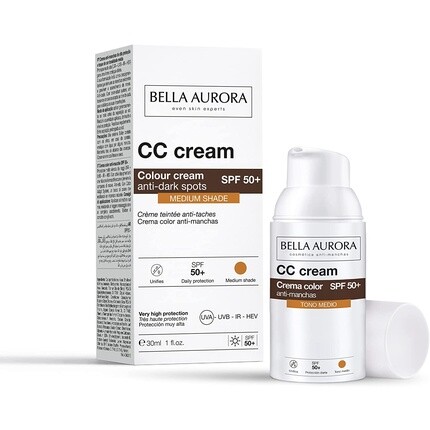 

Bella Aurora CC-крем против темных пятен SPF50+, средний оттенок Bellaauroralabs