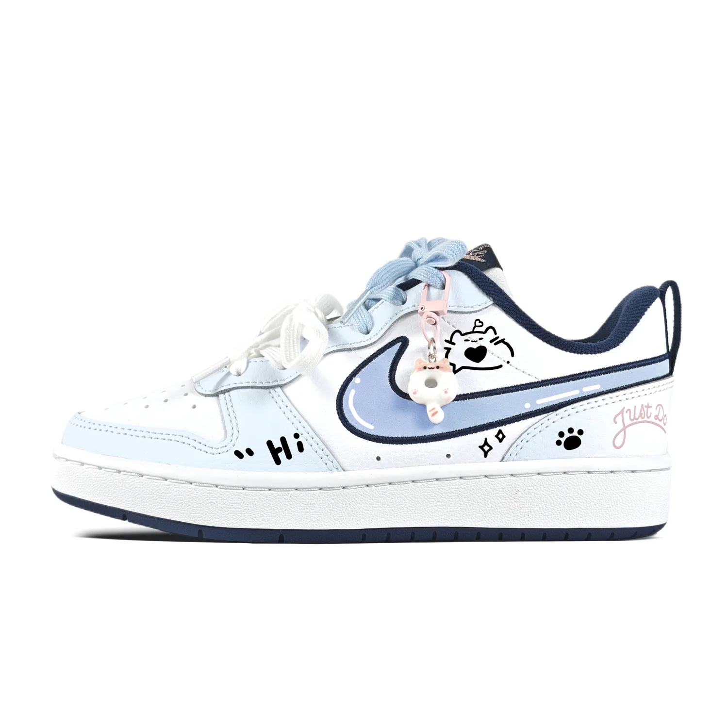 Nike Скейтерские кроссовки Court Borough Hi Meowth, синие, с амортизацией, износостойкие и нескользящие, для подростков