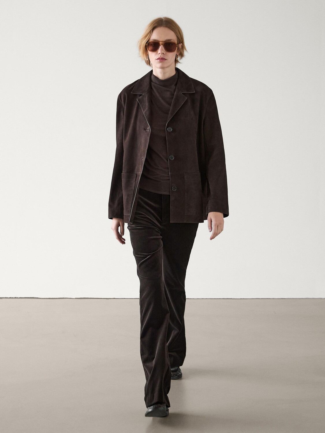 

Расклешенные брюки из бархата Massimo Dutti, коричневый