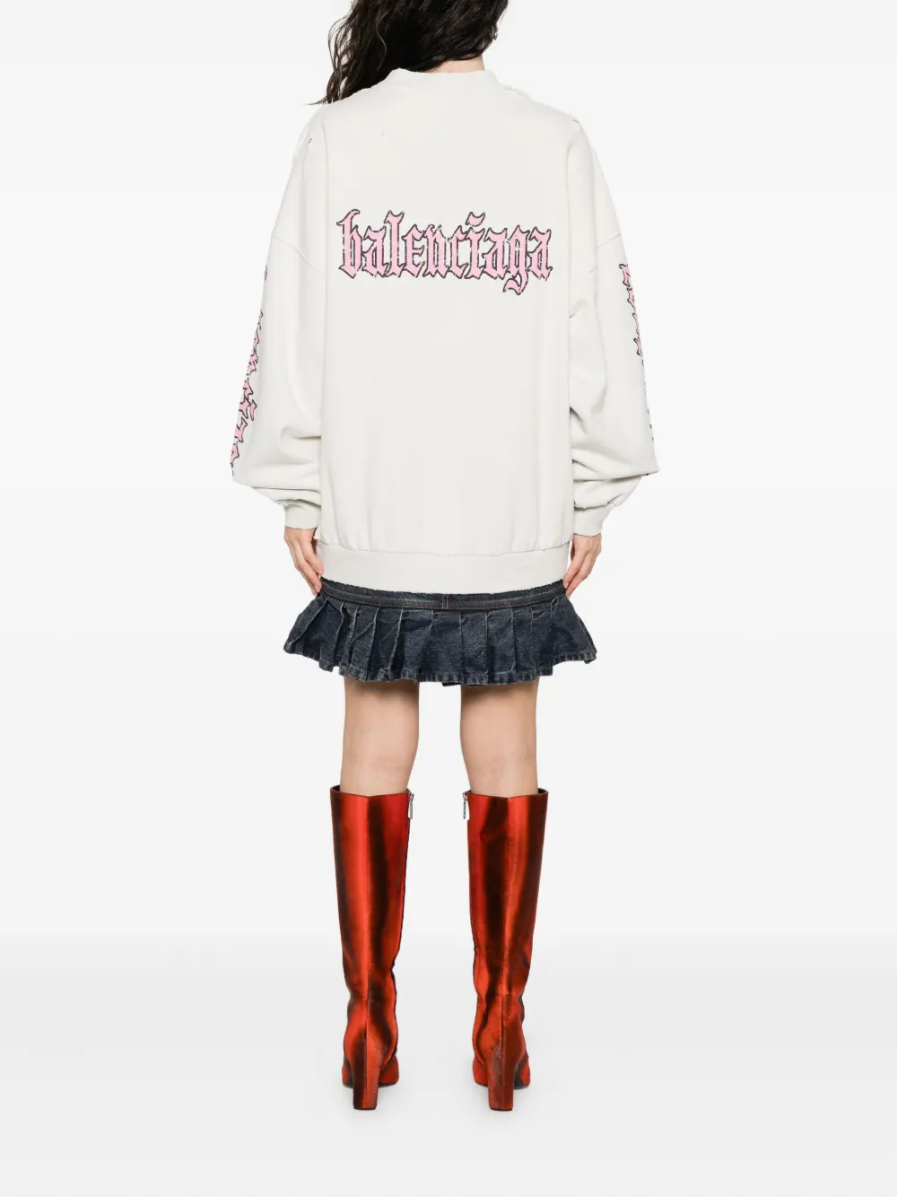 Платье с логотипом и складками BALENCIAGA, нейтральный — фото 4