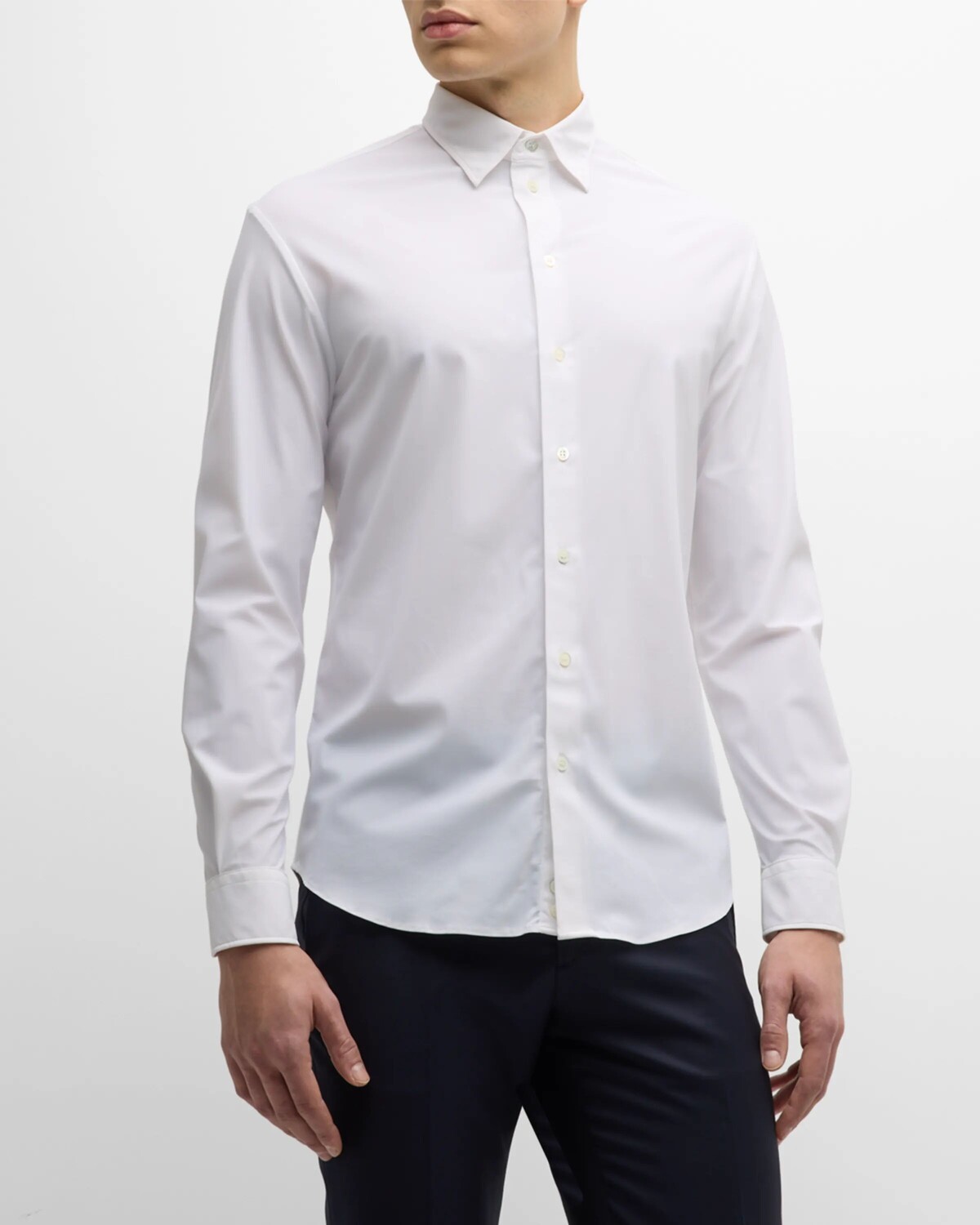 

Мужская облегающая спортивная рубашка из нейлона стрейч Emporio Armani, цвет White