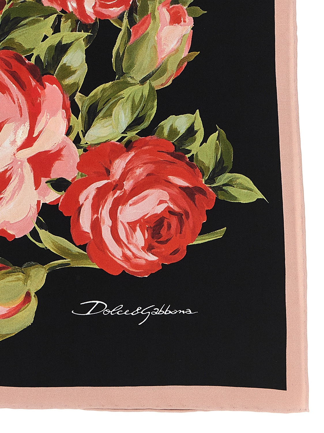 Шелковый шарф «Букет из роз» DOLCE & GABBANA, черный — фото 2