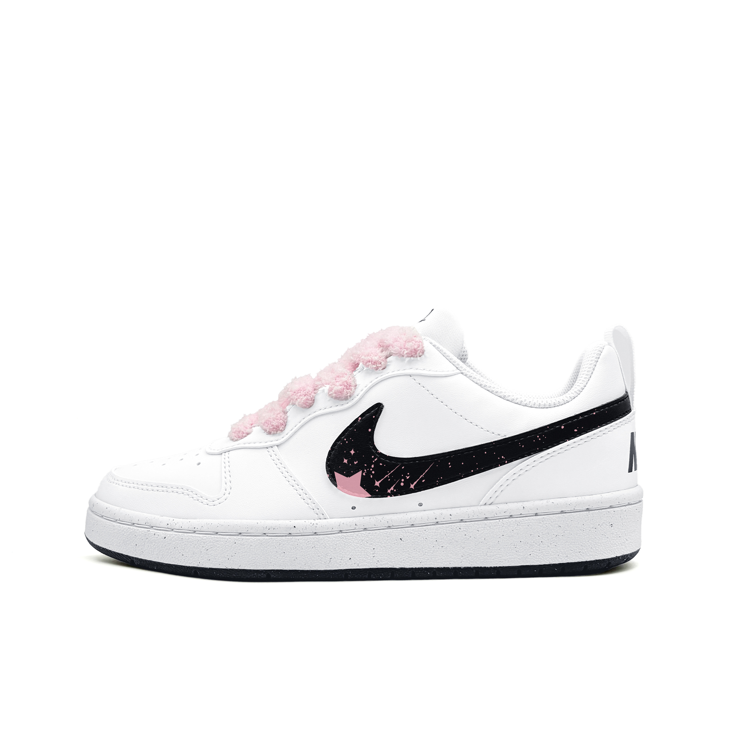 

Nike Court Borough Stars In The Sky Синтетическая Кожа Устойчивые к Истиранию Низкие Кроссовки для Скейтбординга Black White Подростки