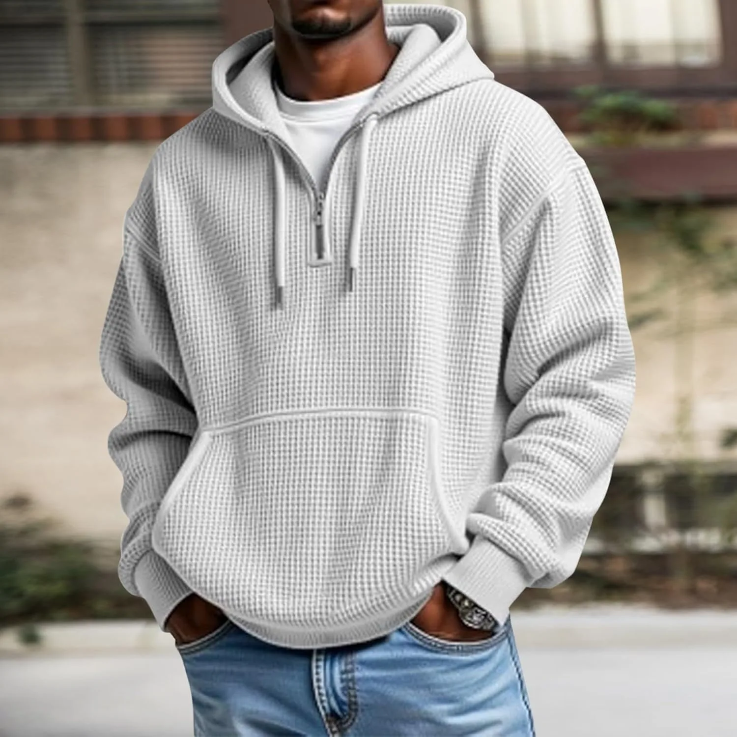 Мужская вельветовая толстовка с капюшоном Quarter Zip — фото 3