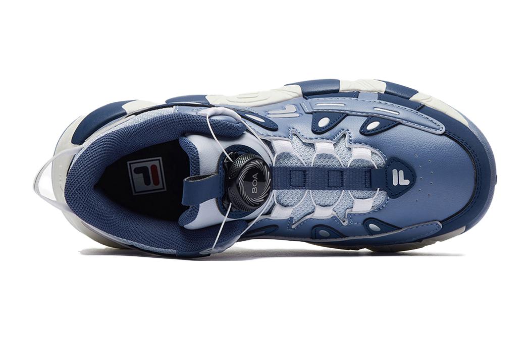 

Износостойкие дышащие низкие детские баскетбольные кроссовки сине-белые FILA KIDS