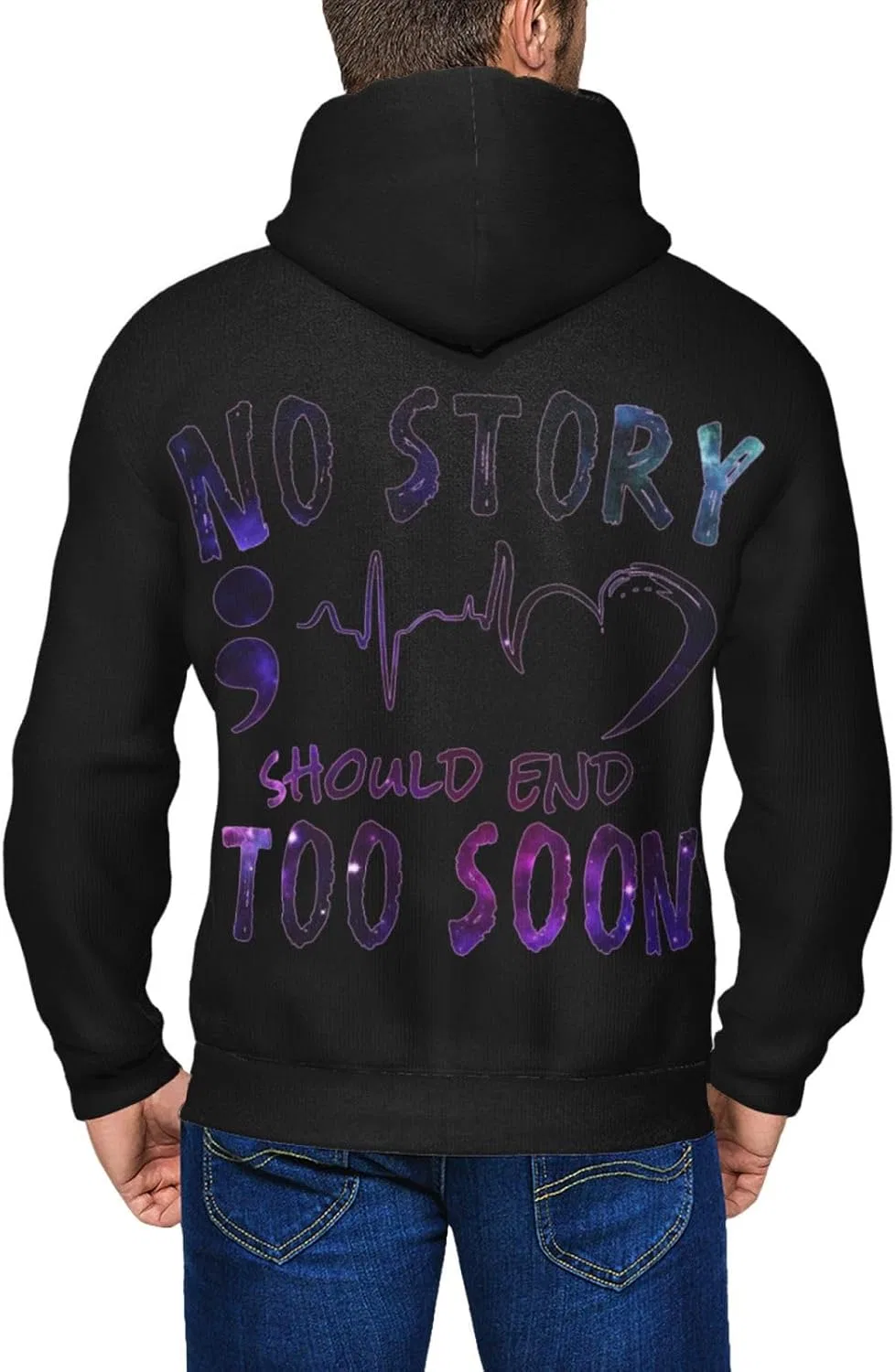 Толстовка с капюшоном мужская No Story Should End Too Soon Suicide Prevention Awareness, на молнии Generic, черный — фото 2