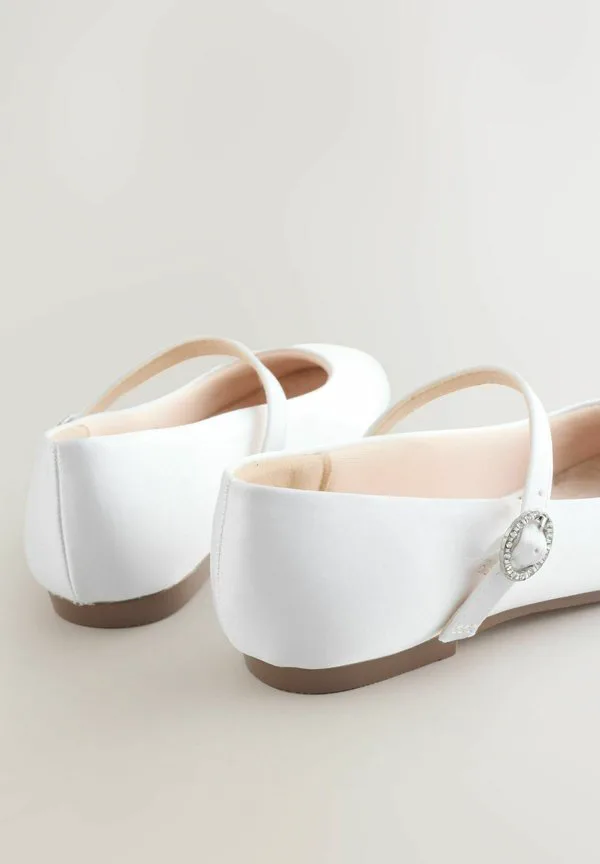 Балетки с ремешком Next, White Stain Resistant Satin — фото 4