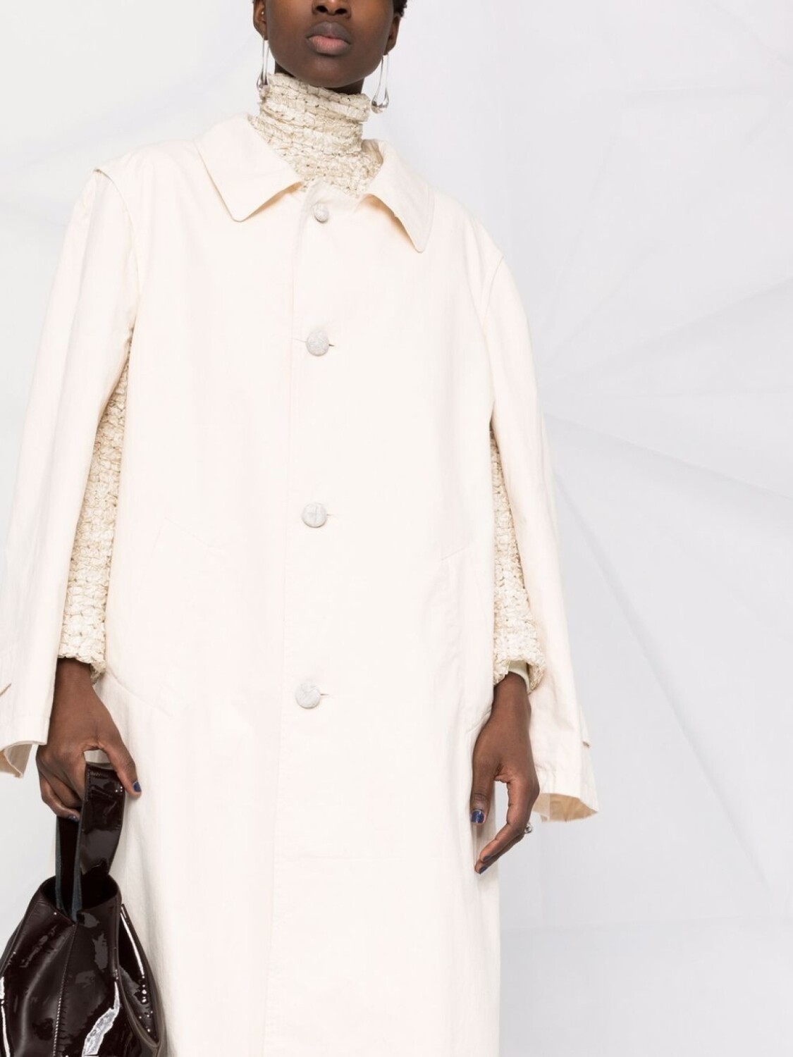 Maison Margiela однобортное пальто миди, нейтральный цвет — фото 3