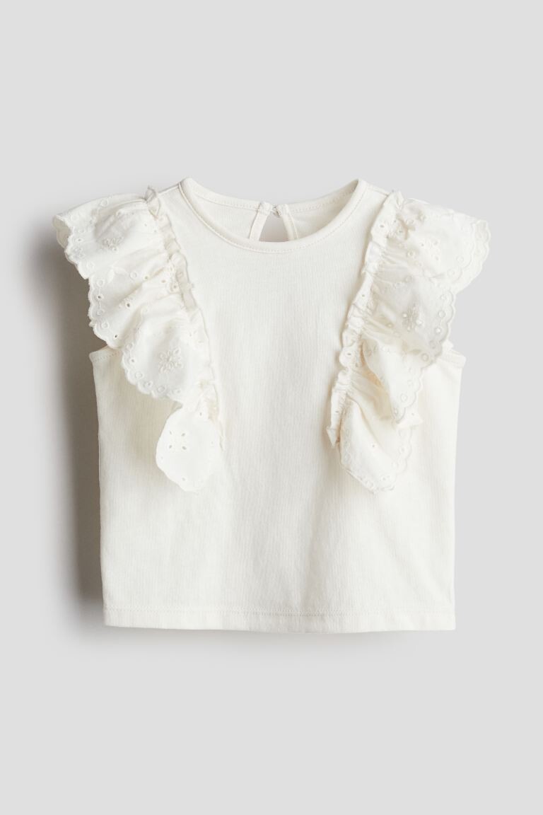 

Рубашка из хлопка с отделкой воланом H&M, белый