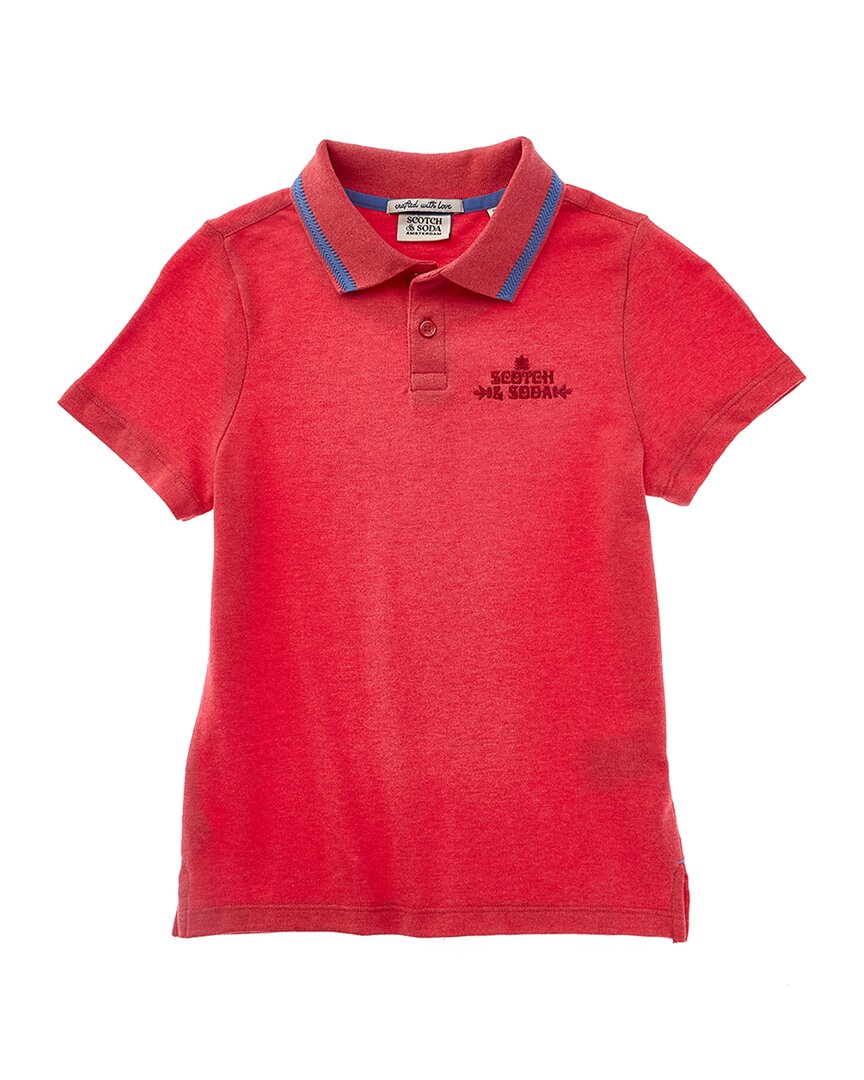 

Scotch & Soda Поло из меланжевой пике, красный