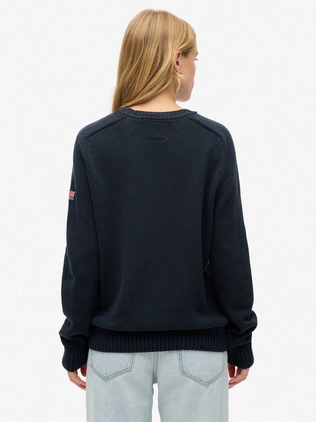 Свободный вязаный свитшот с круглым вырезом Superdry, Deep Navy — фото 2