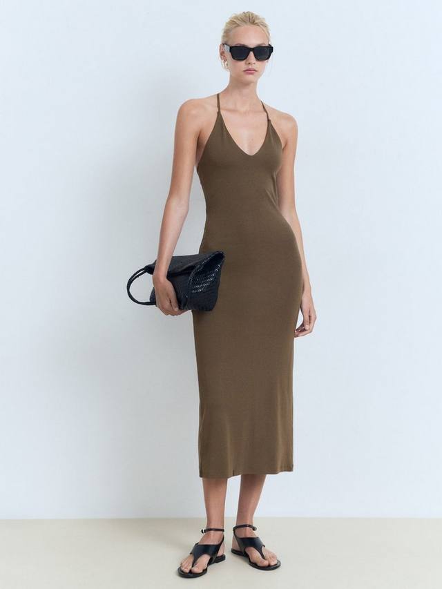 

Бали платье миди с тонкими бретелями Mango, Beige/Khaki