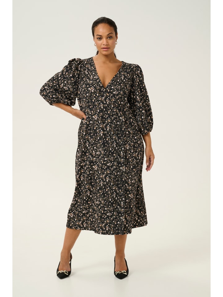 

Платье из джерси KCkatrina классического кроя с темным цветочным принтом KAFFE curve