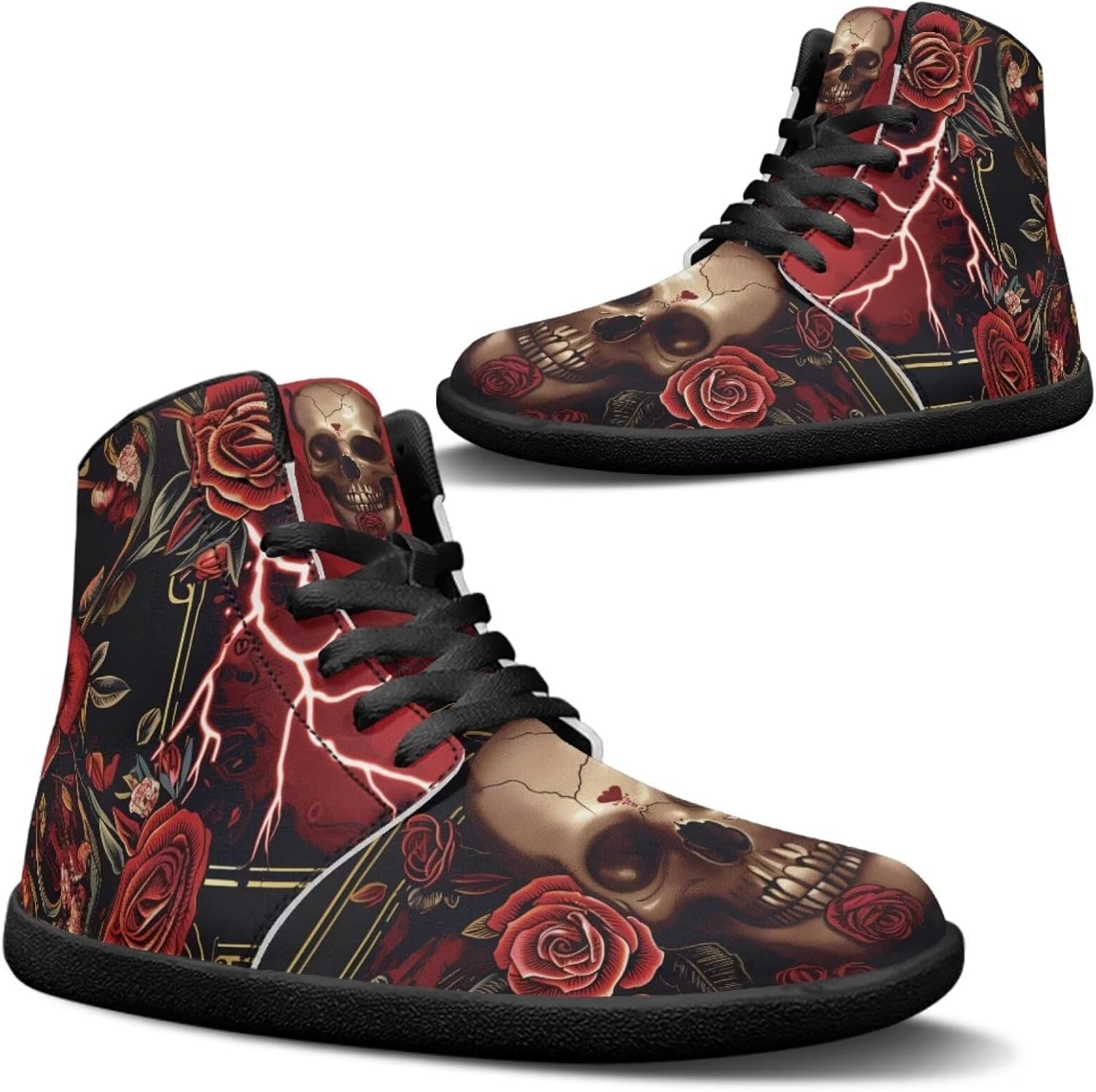 

Кроссовки Jeiento Skull High Top для мужчин с эффектом босоного бега, дышащие, розовый
