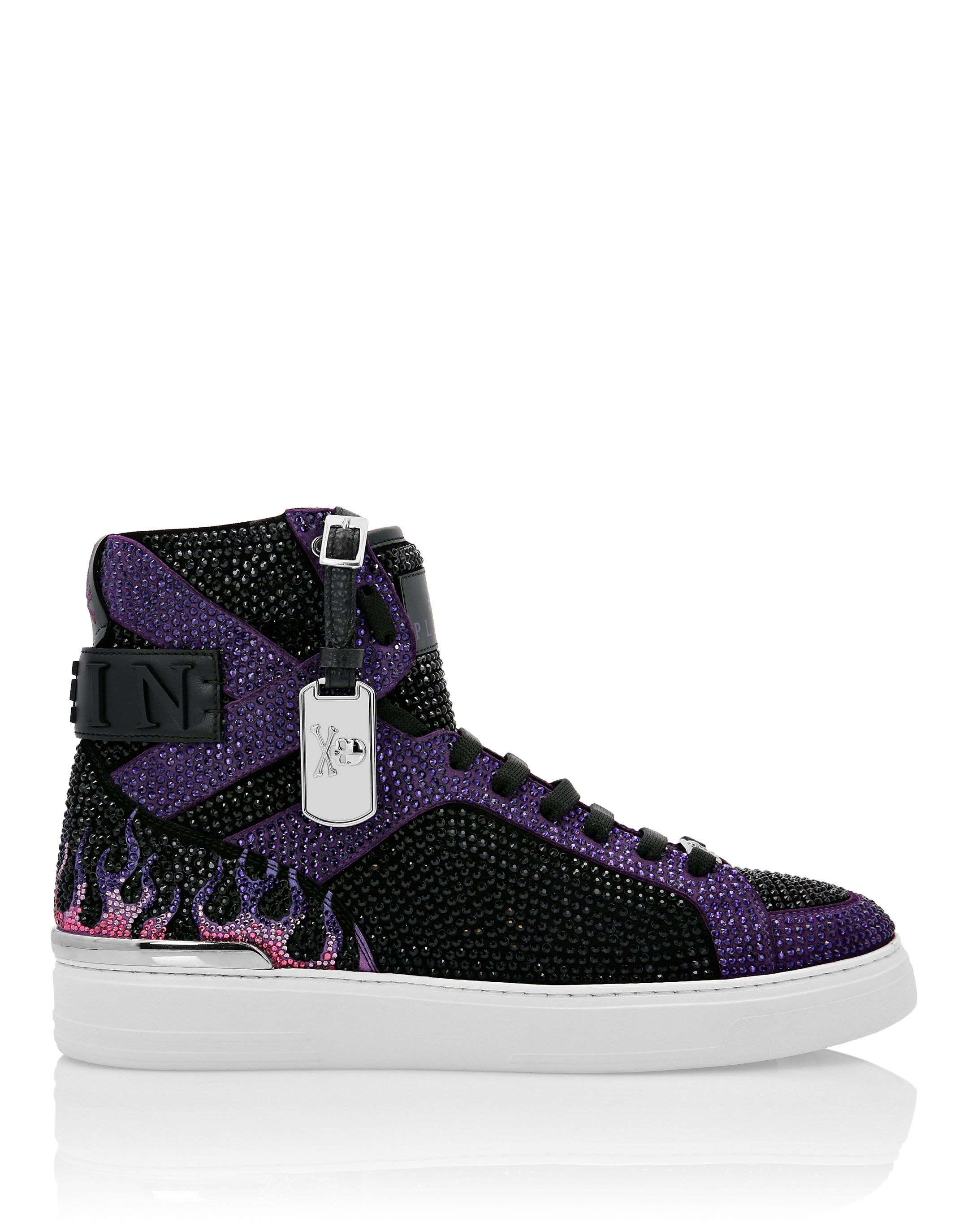 

MONEY BEAST Hi-Top кристалл Пламя Philipp Plein, цвет Purple + Black