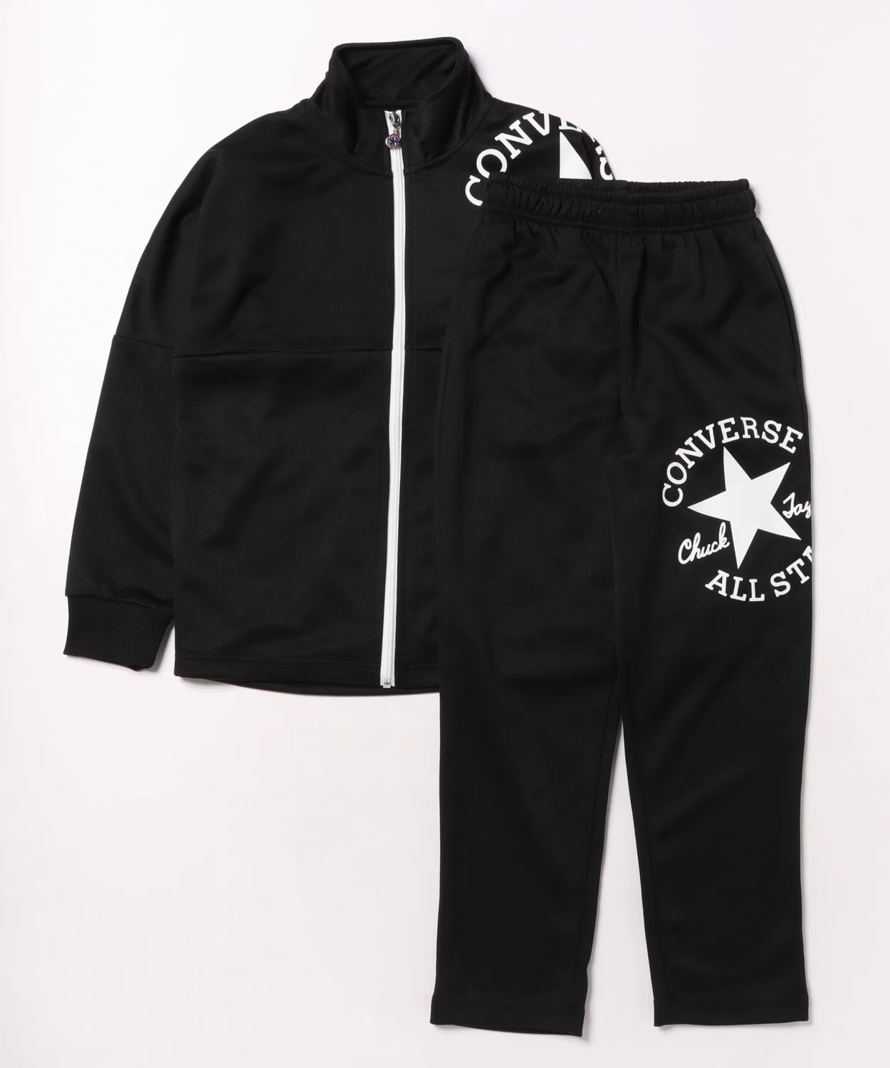 Спортивный костюм CONVERSE широкий силуэт школьный, комплект из двух предметов, чёрный