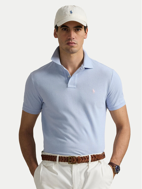 

Рубашка поло облегающего кроя 710536856454 Polo Ralph Lauren, голубой