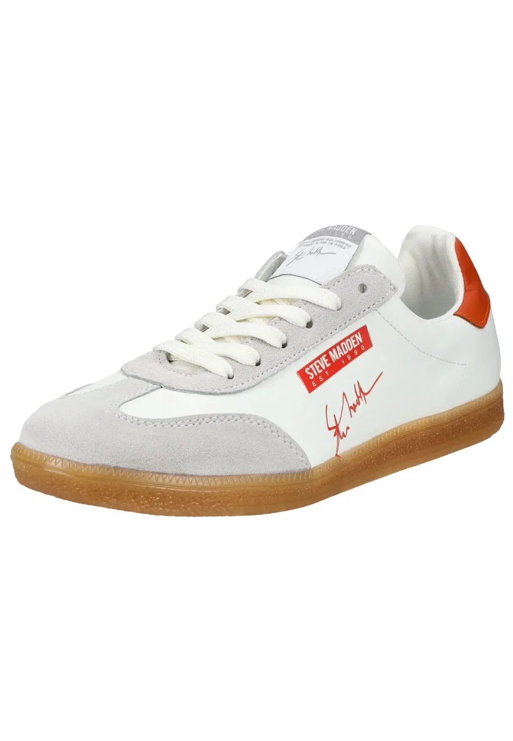 Кроссовки низкие кожаные Steve Madden, белый/оранжевый