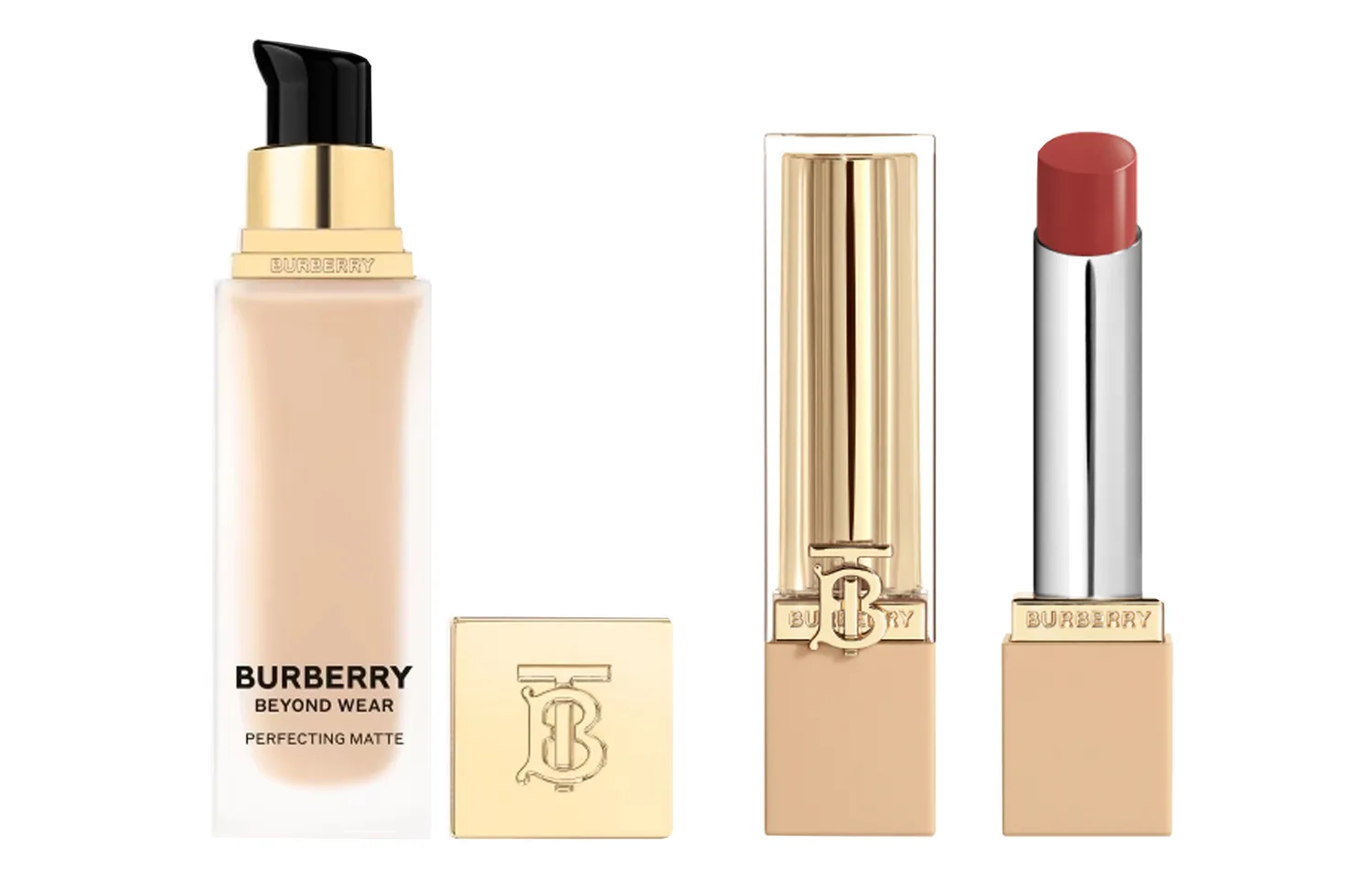 Burberry Набор косметики для женщин, Trench Coat Liquid Foundation #N30 30ml+British Lady Hydrating Lipstick #93 Great Britain Red Brown 3g