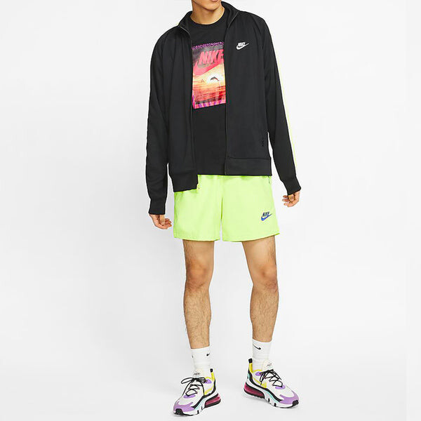 Футболка с принтом дельфина, заката и пейзажа, короткий рукав, Nike, черный — фото 3