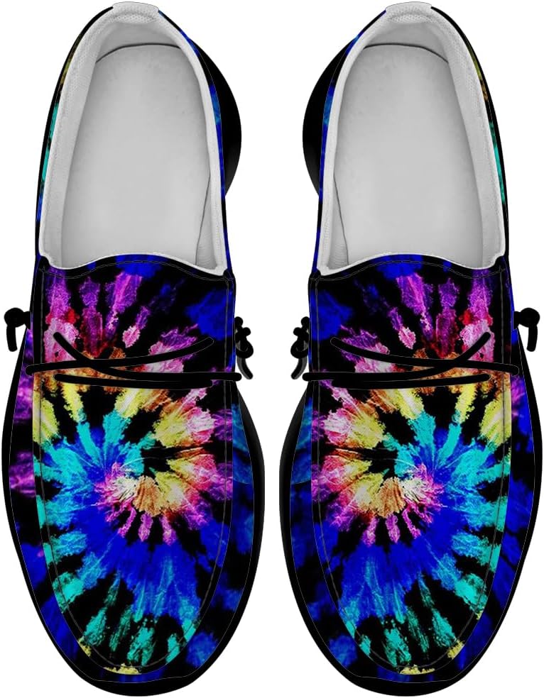 

Лоферы Quorax для женщин и мужчин, с эффектом тай-дай, удобные слипоны, повседневная обувь для прогулок, подарок для мужчин и женщин, черный/синий