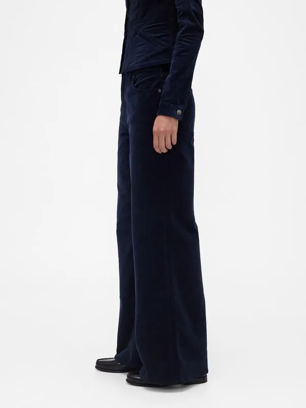 Брюки gapstudio из вельвета с низкой посадкой и широкими штанинами Gap, New Navy — фото 4