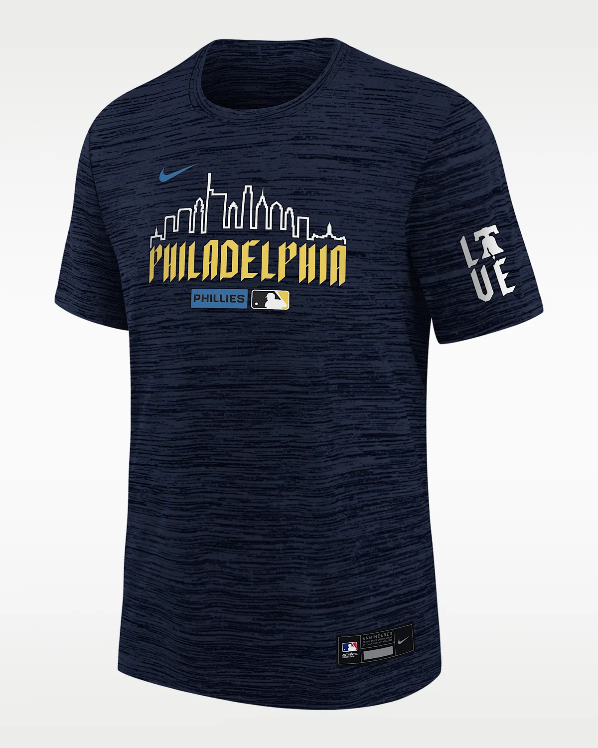 Большие детские Nike Dri-FIT MLB футболка Philadelphia Phillies Authentic Collection City Connect Velocity, College Navy