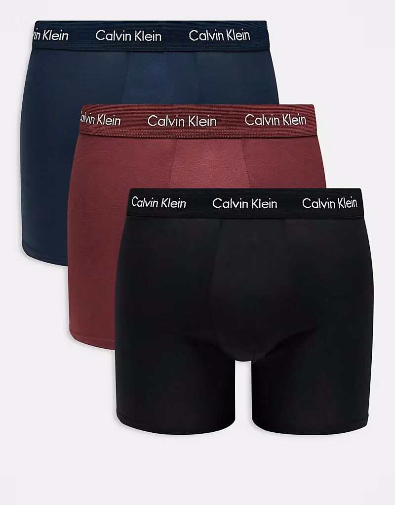 

Трусы-боксеры Calvin Klein из хлопка стретч, 3 шт. в черном/темно-синем/бордовом цветах