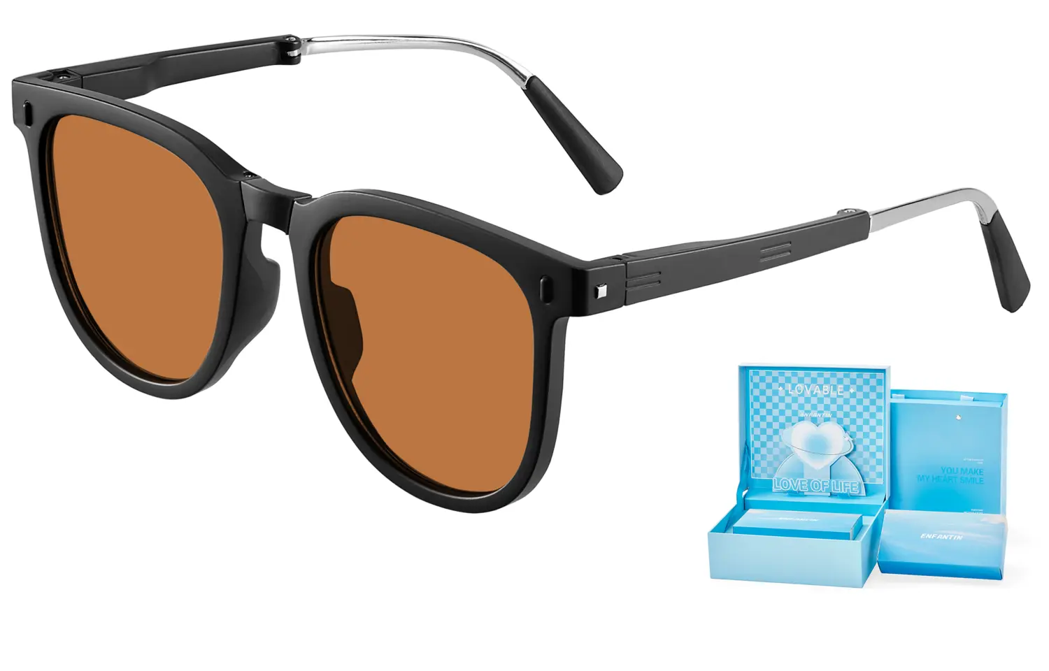 

ENFANTIN Аксессуар унисекс Alloy Square, Foldable Black Frame Tea Brown (Box Limited Edition)