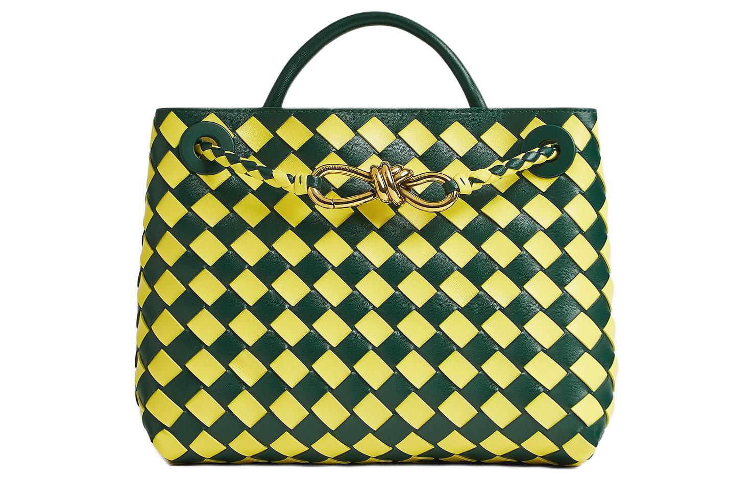 

Сумка через плечо Andiamo Series из коровьей кожи, кроссбоди, маленькая женская сумка Emeralds & Jelly Yellow Bottega Veneta, Set (Bag+Dust Bag)