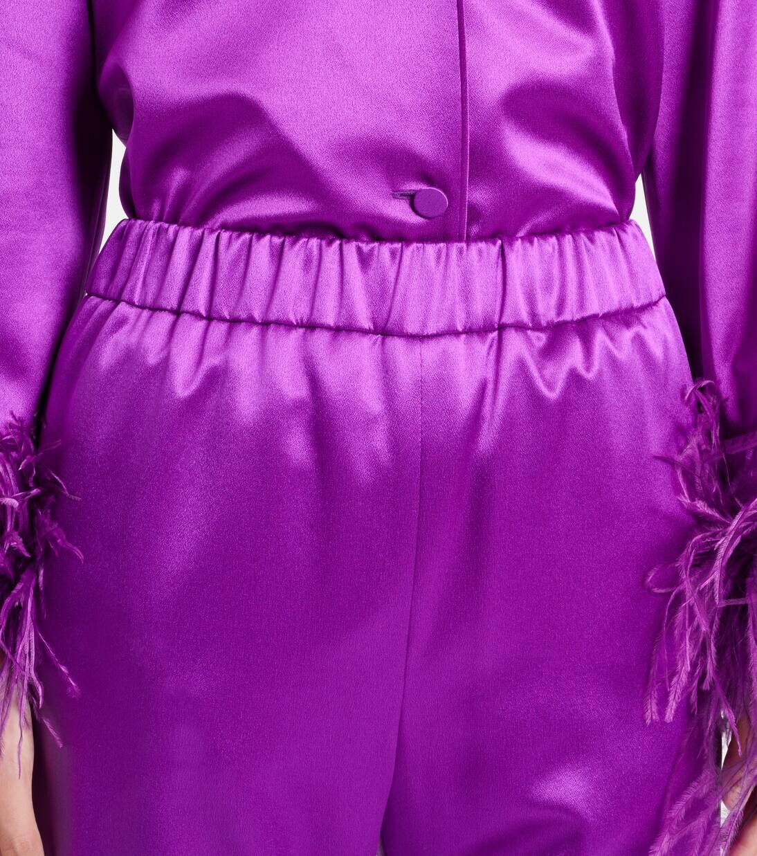 Широкие брюки из шелкового атласа Valentino, цвет prism violet — фото 4