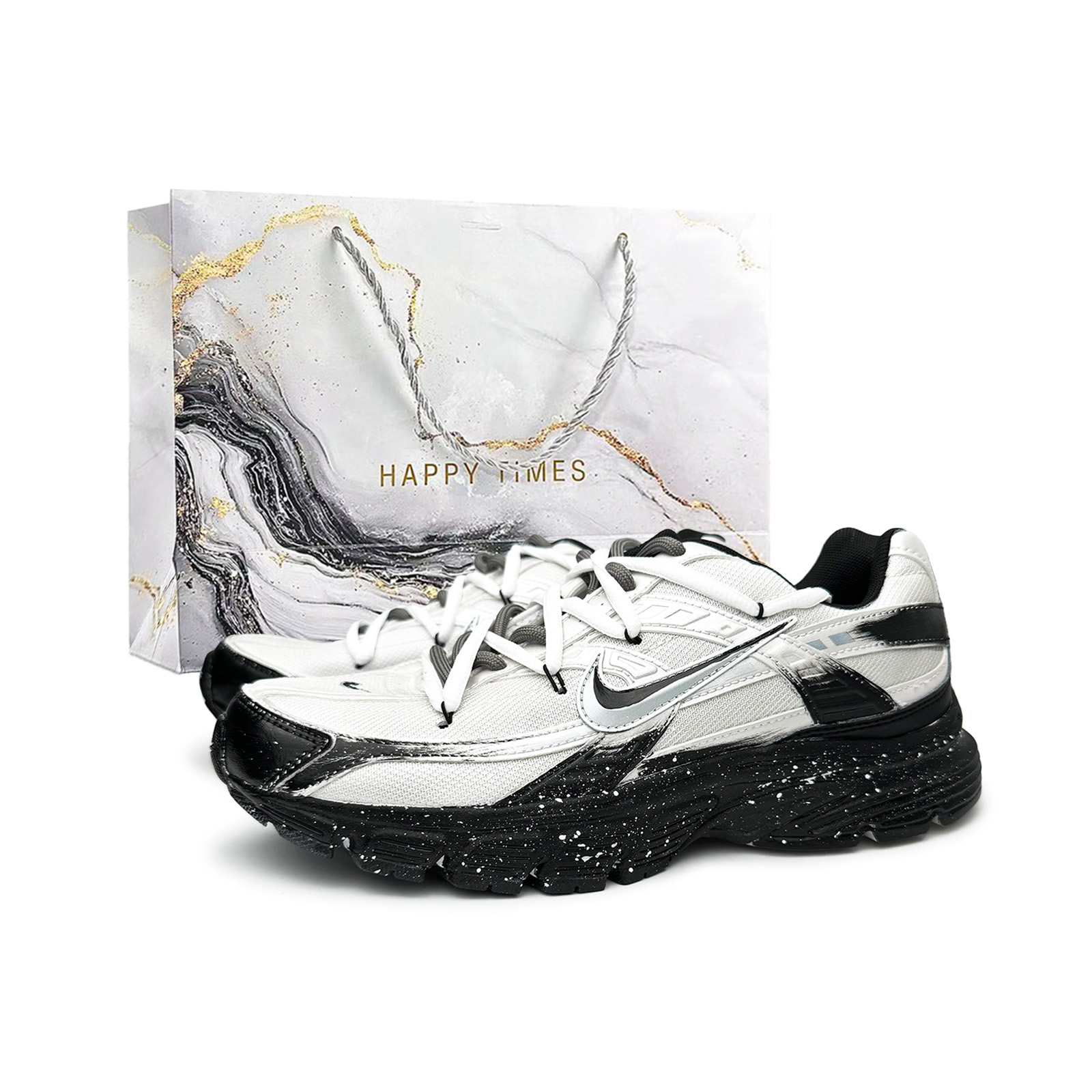 

Инициатор амортизация, износостойкий низкий верх тренировка для бега на длинные дистанции, городская поездка беговые кроссовки men's Nike, черный серебряный (серыйSpecial Shopping Bag)