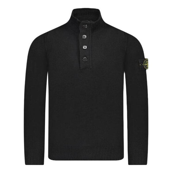 

Свитер wappen patch high neck half button knit 'black' Stone Island, черный