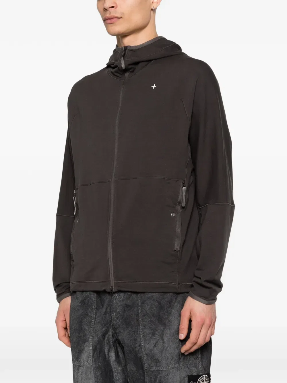 Толстовка с капюшоном на молнии Stone Island, серый — фото 3