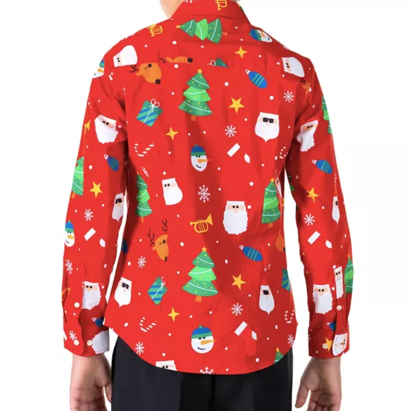 Мальчиковая рождественская рубашка с длинным рукавом 10-16 лет Opposuits, красный — фото 2