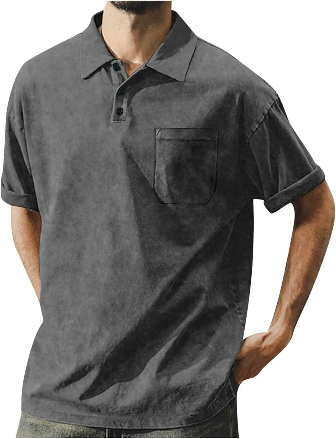 

Мужская классическая поло с коротким рукавом и карманом QUNPIU