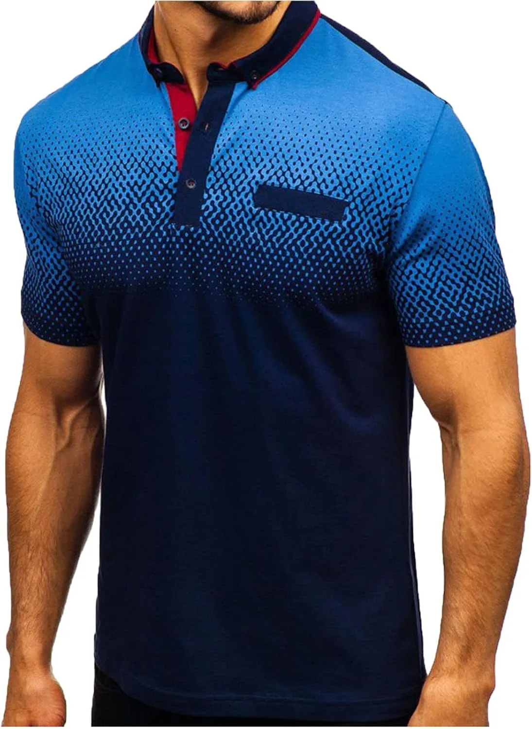 

Мужская поло с коротким рукавом Slim Fit, цветной блок, с карманом MBDWWLC