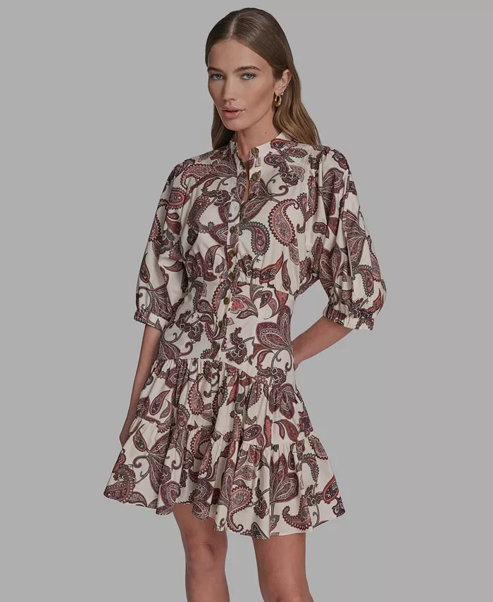 

Женское платье с воротником и короткими рукавами в стиле Fit & Flare Bcbg, мультиколор