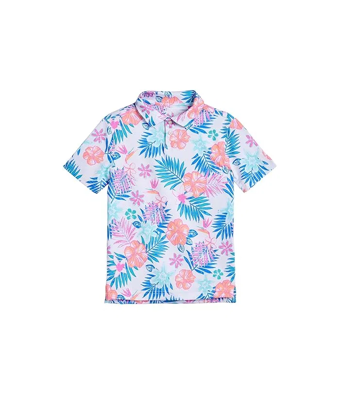 Футболка поло с тропическим принтом Chubbies Kids, Optic White/Pattern Based